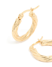 Waterproof Gold Plated Stainless SteelSmall Twisted Hoop Earrings - link has visual effect only