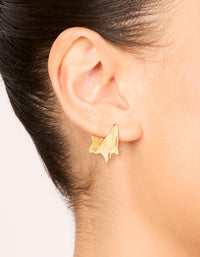 Waterproof Gold Plated Stainless Steel Molten Effect Hoop Earrings - link has visual effect only