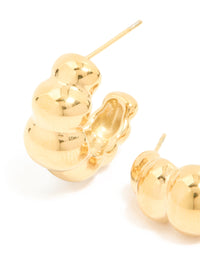 Waterproof Gold Plated Stainless Steel Bubble Croissant Hoop Earrings - link has visual effect only