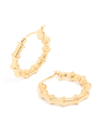 Waterproof Gold Plated Stainless Steel Textured Hoop Earrings 30 MM - link has visual effect only