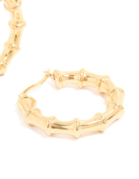 Waterproof Gold Plated Stainless Steel Textured Hoop Earrings 30 MM - link has visual effect only