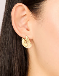 Waterproof Gold Plated Stainless Steel Bendy Metal Hoop Earrings - link has visual effect only
