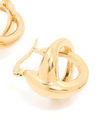 Waterproof Gold Plated Stainless Steel Wavy Hoop Earrings - link has visual effect only