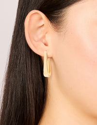 Waterproof Gold Plated Stainless Steel Long Drop Hoop Earrings - link has visual effect only