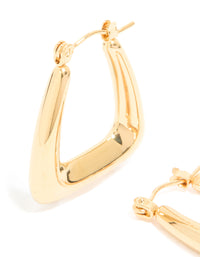 Waterproof Gold Plated Stainless Steel Trapeze Hoop Earrings - link has visual effect only