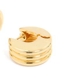 Waterproof Gold Plated Stainless Steel Ribbed Circle Hinged Earrings - link has visual effect only