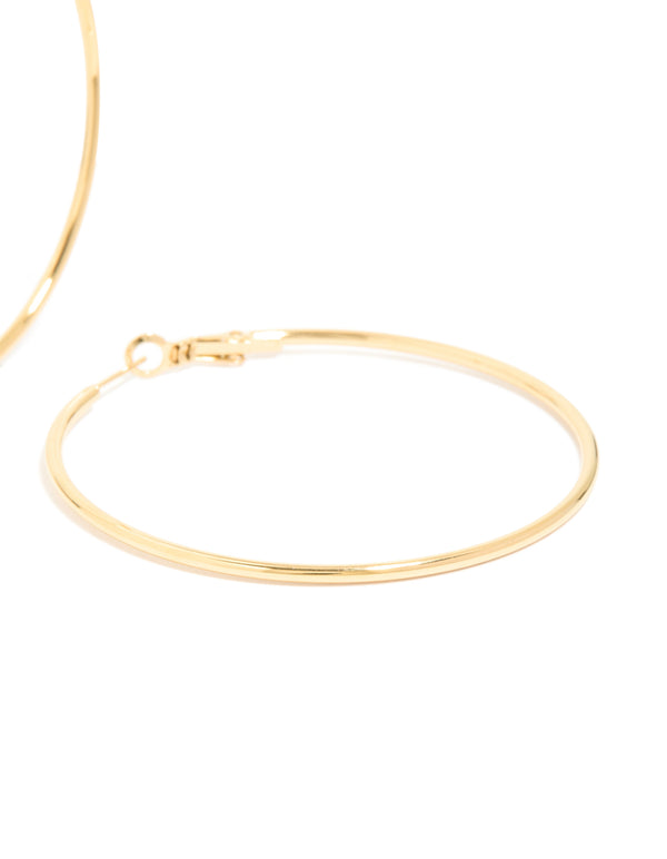 Waterproof Gold Plated Stainless Steel Hoop Earrings 55 MM