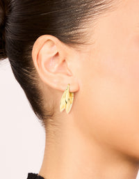 Waterproof Gold Plated Stainless Steel Oval Concave Hoop Earrings - link has visual effect only
