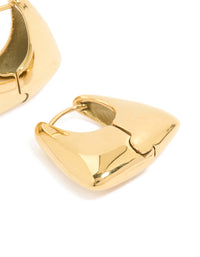 Waterproof Gold Plated Stainless Steel Trapezoid Hinged Hoop Earrings - link has visual effect only