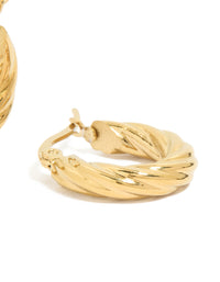 Waterproof Gold Plated Stainless Steel Twist Hoop Earrings - link has visual effect only