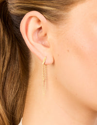 Waterproof Gold Plated Stainless Steel Multi Chain Huggie Earrings - link has visual effect only