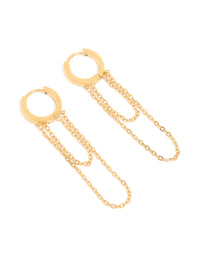 Waterproof Gold Plated Stainless Steel Multi Chain Huggie Earrings - link has visual effect only