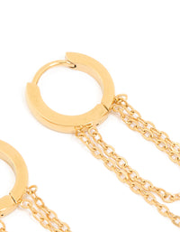 Waterproof Gold Plated Stainless Steel Multi Chain Huggie Earrings - link has visual effect only