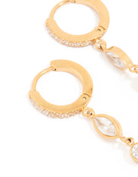 Waterproof Gold Plated Stainless Steel Cubic Zirconia Droplet Huggie Earrings - link has visual effect only