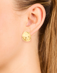 Waterproof Gold Plated Stainless Steel Button Stud Earrings - link has visual effect only