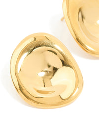 Waterproof Gold Plated Stainless Steel Button Stud Earrings - link has visual effect only