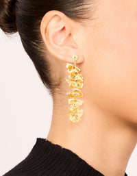 Waterproof Gold Plated Stainless Steel Flower Cascading Drop Earrings - link has visual effect only