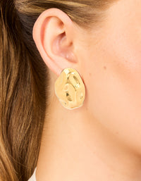Waterproof Gold Plated Stainless Steel Pebble Stud Earrings - link has visual effect only
