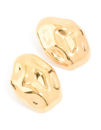 Waterproof Gold Plated Stainless Steel Pebble Stud Earrings - link has visual effect only