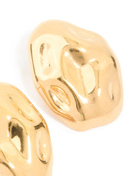 Waterproof Gold Plated Stainless Steel Pebble Stud Earrings - link has visual effect only
