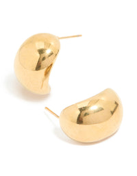 Waterproof Gold Plated Stainless Steel Bubble Round Hoop Earrings - link has visual effect only