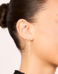 Waterproof Gold Plated Stainless Steel Cubic Zirconia Chain Huggie Drop Earrings - link has visual effect only
