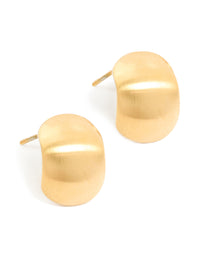 Waterproof Gold Plated Stainless Steel Brushed Pebble Earrings - link has visual effect only