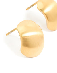 Waterproof Gold Plated Stainless Steel Brushed Pebble Earrings - link has visual effect only