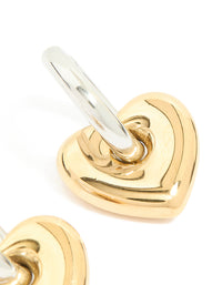 Waterproof Mixed Metal Plated Stainless Steel Small Heart Huggie Earrings - link has visual effect only