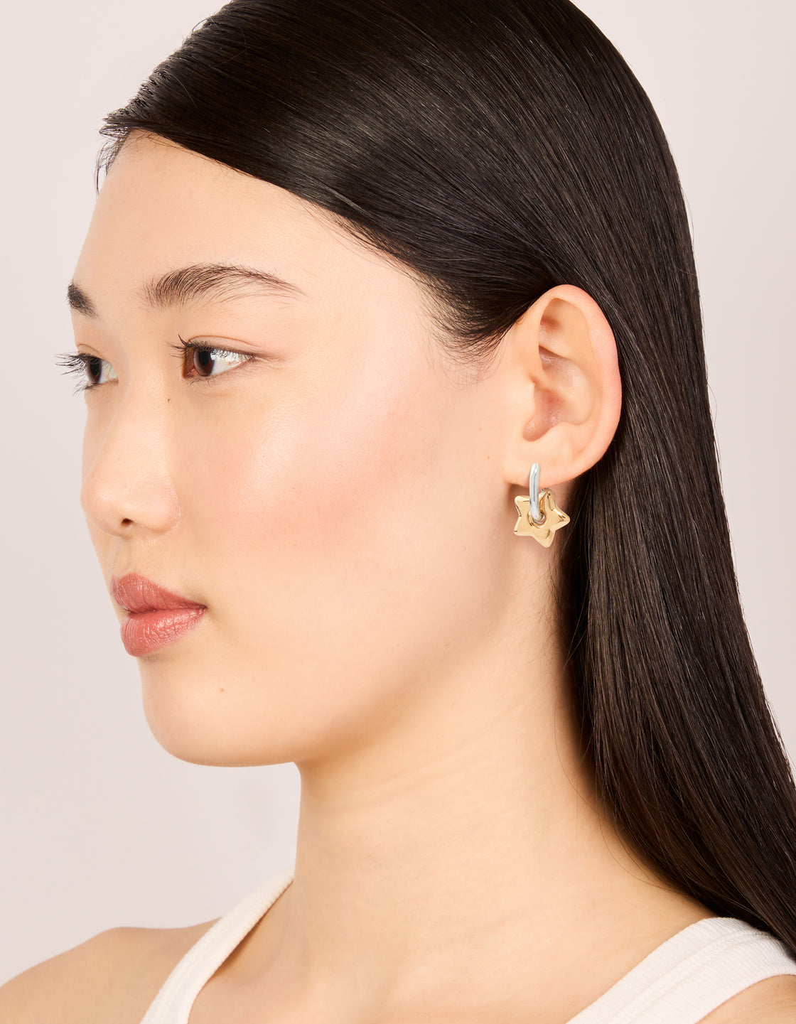 Waterproof Mixed Metals Plated Stainless Steel Small Star Huggie Earrings