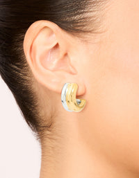 Waterproof Mixed Metal Plated Stainless Steel Layered Huggie Earrings - link has visual effect only