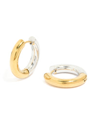 Waterproof Mixed Metal Plated Stainless Steel Huggie Earrings 12 MM - link has visual effect only