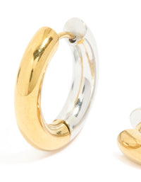 Waterproof Mixed Metal Plated Stainless Steel Huggie Earrings 12 MM - link has visual effect only