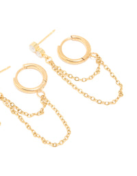 Waterproof Gold Plated Stainless Steel Cubic Zirconia Ear Stacking Pack - link has visual effect only