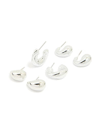 Silver Thick Bubble Stud Earrings 3-Pack - link has visual effect only