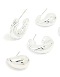 Silver Thick Bubble Stud Earrings 3-Pack - link has visual effect only