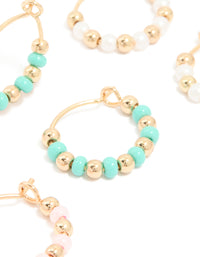 Gold Pastel Beaded Hoop Earrings 3-Pack - link has visual effect only