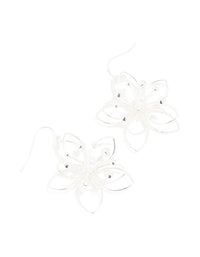 Silver 3D Wire Flower Drop Earrings - link has visual effect only