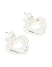 Silver Heart Doorknocker Stud Earrings - link has visual effect only