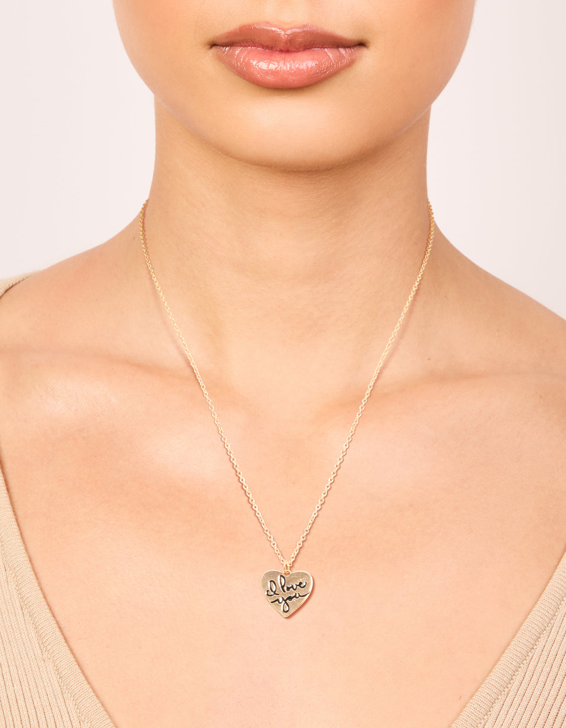 Gold 'I Love You' Heart Necklace