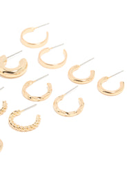 Gold Twisted & Rectangle Hoop Earrings 8-Pack - link has visual effect only