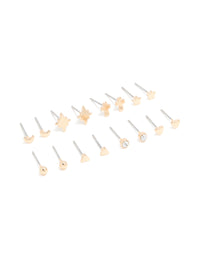 Gold Cross & Star Stud Earrings 8-Pack - link has visual effect only