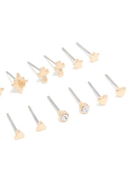 Gold Cross & Star Stud Earrings 8-Pack - link has visual effect only