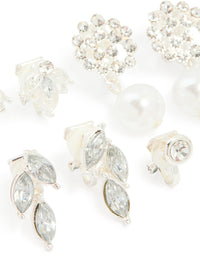 Silver Diamante & Pearl Clip On Earrings 4-Pack - link has visual effect only