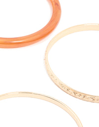 Gold Etched & Orange Acrylic Bangles 5-Pack - link has visual effect only