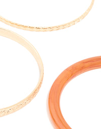 Gold Etched & Orange Acrylic Bangles 5-Pack - link has visual effect only