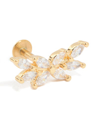 Gold Plated Titanium Cubic Zirconia Floral Crawler Single Flat Back Stud - link has visual effect only
