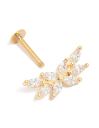 Gold Plated Titanium Cubic Zirconia Floral Crawler Single Flat Back Stud - link has visual effect only
