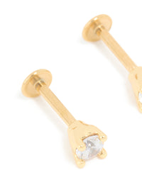 Gold Plated Titanium Cubic Zirconia Flat Back Studs 3MM - link has visual effect only