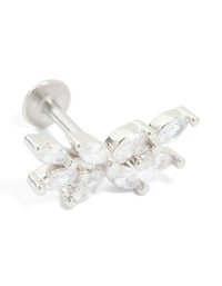 Titanium Cubic Zirconia Floral Crawler Single Flat Back Stud - link has visual effect only